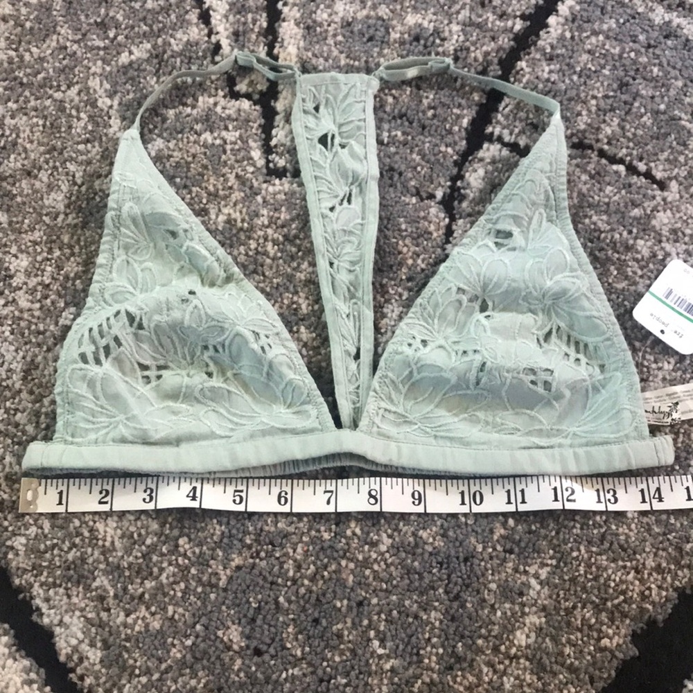 🐬 Free People Lace Halter Bralette in Mint Green